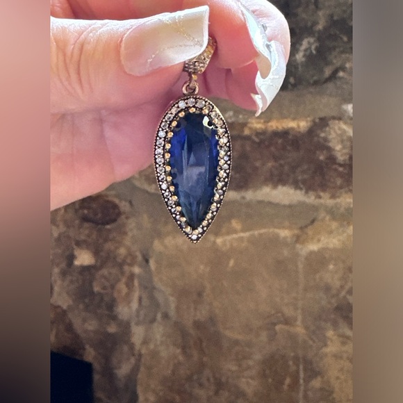 Turkish Two Tone Sterling Sapphire CZ Pendant - Picture 6 of 9